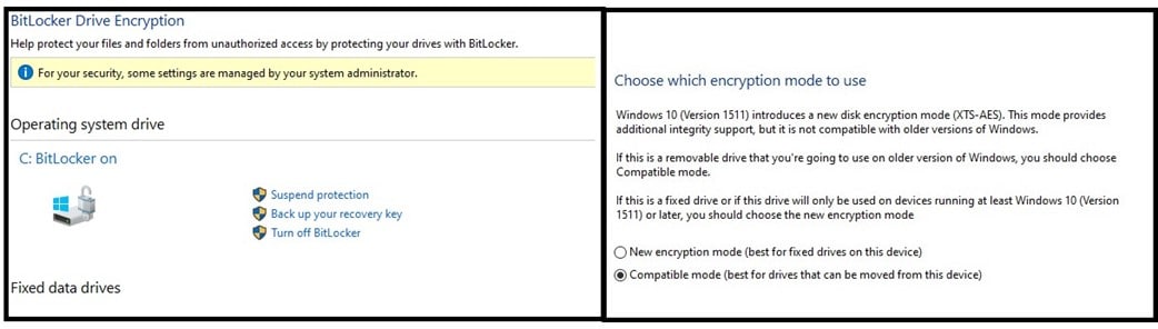 choose bitlocker encryption mode
