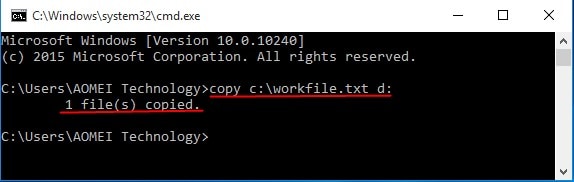 copy files in the command prompt