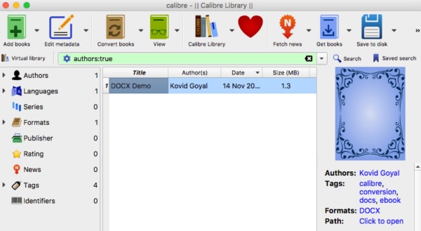 import words files to the word to epub converter